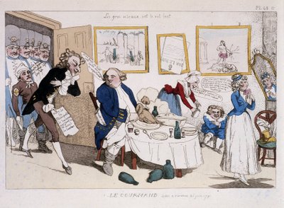 The Gourmand (meal of Louis XVI and Marie Antoinette during the flight to Varennes) - in Musée de la Caricature by Unknown artist