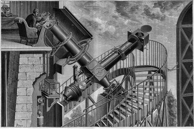 The Great Equatorial of the Paris Observatory. Engraving from 1883 by Unknown artist