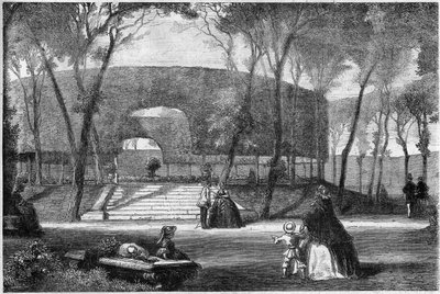 Le parc de Sceaux au printemps - Engraving In 