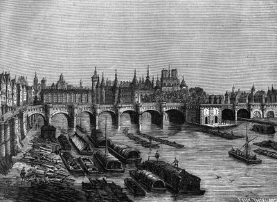 Le pont Neuf à Paris sous Henri III - in Histoire de France by Henri Martin, 19th century by Unknown artist