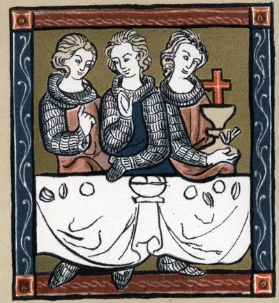 Arthurian Legend: Galahad, Perceval and Bohort with the Holy Grail. In 