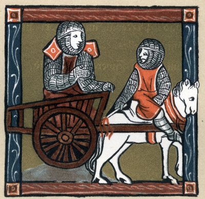 Arthurian Legend: Lancelot du Lac in the cart. In “Geschichte der Franzosischen Literatur” by Hermann Suchier by Unknown artist