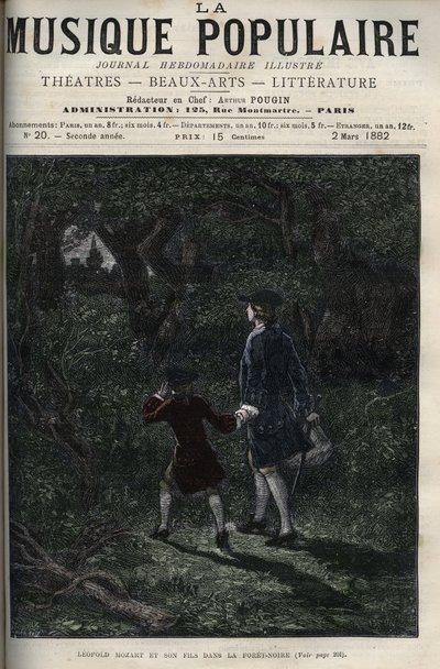 Leopold Mozart and His Son Wolfgang Amadeus in the Black Forest - Engraving in 