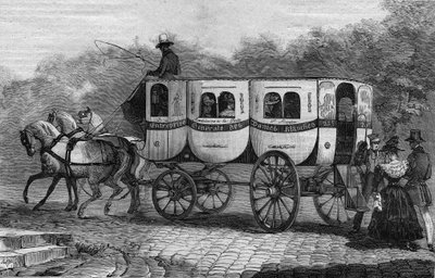 Les Omnibus de Paris in the 19th century: la dame blanche - engraving from 1892 by Unknown artist