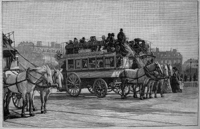 The Omnibuses of Paris in the 19th Century: The Modern Omnibus (engraving from 1892) by Unknown artist