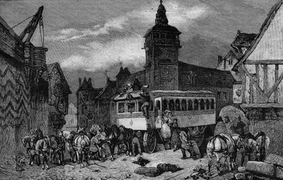 Les Omnibus de Paris in the 19th Century: The Car Has 60 Seats - Engraving from 1892 by Unknown artist