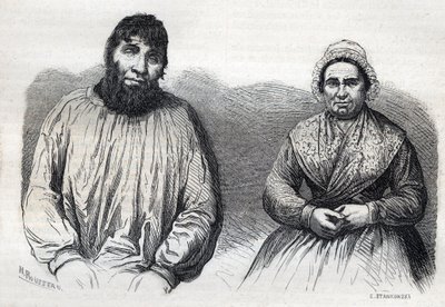 Les epoux Dumollard (Martin Dumollard (1810-1862) and his wife accomplice Marie Anne Martinet (1814-1875) Engraving of the 19th century by Unknown artist
