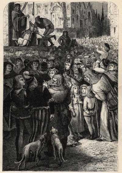 Animal Trials in the Middle Ages - Execution of the Infanticide Sow of Falaise - engraving from 