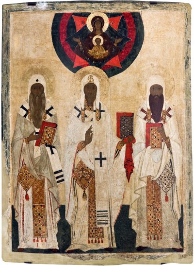 Russian Icon: The Three Saint Bishops of Rostov: Isaiah, Leontius and Ignatius by Unknown artist