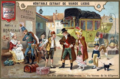 Life under the Executive Board: at the Diligence Office. Chromolithography, Liebig image. by Unknown artist
