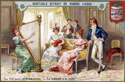 Life under the management board: romance in fashion. Chromo Liebig from the end of the 19th century. by Unknown artist