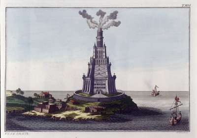 Lighthouse of Alexandria. Engraving from the beginning of the 19th century by Unknown artist