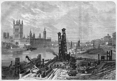 London, construction of docks on the south bank of the Thames, opposite the administrative city of Westminster on the north shore. In 