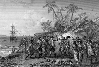 Louis Antoine Comte de Bougainville, French navigator (1729-1811), approaching the islands of the Marquises in Tahiti, April 6 by Unknown artist
