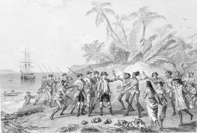 Louis Antoine, Count of Bougainville arriving in Tahiti by Unknown artist