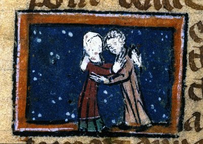 Love Scene from a 13th Century French Manuscript by Unknown artist