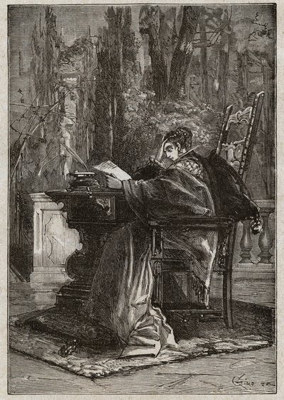 Lucrezia Borgia (1480-1519) by Dying Hand to Leon X (Leone 10) (1475-1521) - engraving from 