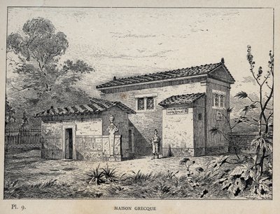 Greek house - engraving of 1889 in Histoire de habitation humaine à l