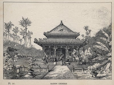 Maison chinoise - (Chinese house) - engraving of 1889 in 