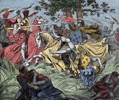 Manfred Killed in Battle - Battle of Benevent (26 February 1266): The death of Manfred I by Unknown artist