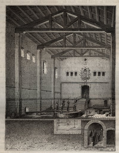 Manufacture of soap - Operation of the liquidation of white soap, with cut in the bottom the spinning - engraving in 