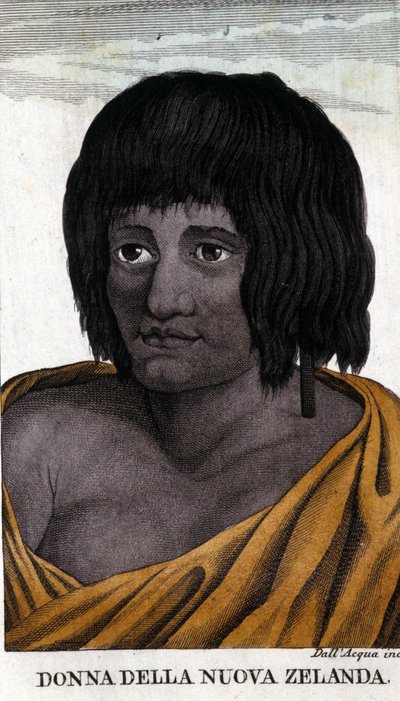 Maori woman from New Zealand. Engraving from the beginning of the 19th century by Unknown artist