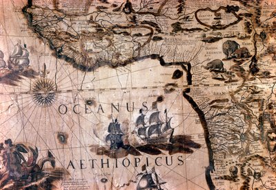Map of Africa: detail depicting the Gulf of Benin with the island of Saint Helene. 17th century. Rome Italian Geographic Society by Unknown artist