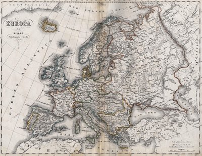Map of Europe. Second half of the 19th century. Italian Atlas. Stabilimento Civelli. Milan by Unknown artist