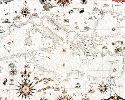 Map of the Mediterranean Sea and coastline (Detail) by Unknown artist