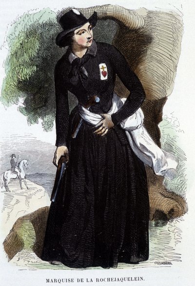 Marquise de La Rochejaquelein (1772 - 1857) (on the Chest the Insignia of the Vendéens) - Engraving of the 19th Century by Unknown artist