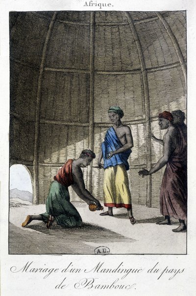 Marriage in the Mandingues (Mali?), Africa - engraving by Unknown artist