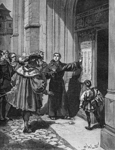 Martin Luther (1483-1546) Hanging His 95 Theses in Wittenberg by Unknown artist