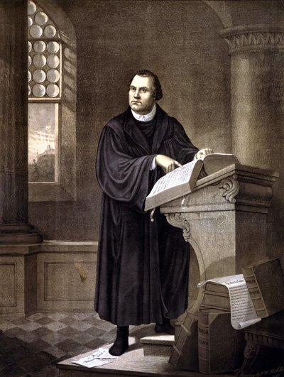 Martin Luther (1483 - 1546) reading in a church by Unknown artist