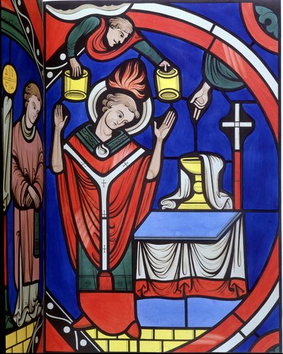 Mass. College simile of a stained glass window from the cathedral of Le Mans. 19th century tracing by Unknown artist