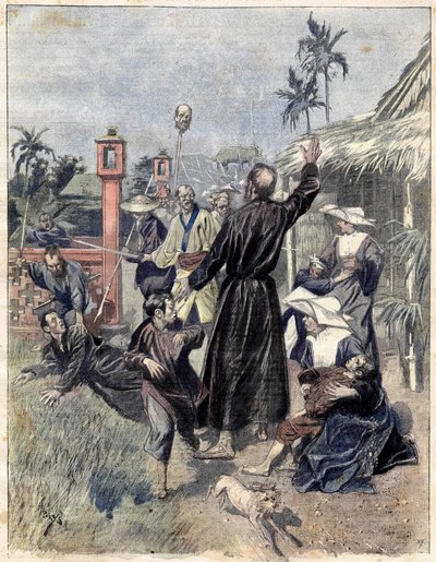 Massacre of Christians in China in 1893, based on M. de Parys watercolour for Le soleil du dimanche. October 1893 by Unknown artist