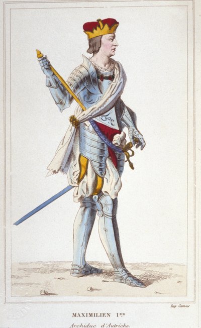 Maximilian I (of Habsburg). Archduke of Austria, King of the Romans and Germanic Emperor (1459 - 1519). Engraving from 1830 by Unknown artist