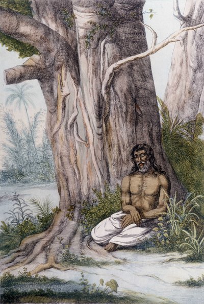 Meditation at the foot of a tree, India by Unknown artist