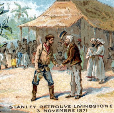 Meeting between Sir Henry Morton Stanley (1841-1904) and David Livingstone (1813-1873) in 1871 by Unknown artist