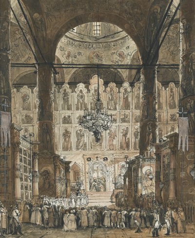Mass at the Cathedral of the Dormition in the Moscow Kremlin by Unknown artist