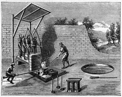Metallurgy in the 18th century: removable home for walking blacksmiths. Engraving in 