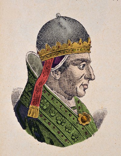 Middle Ages: Representation of Pope Gregory XI (1329-1378) Engraving from 