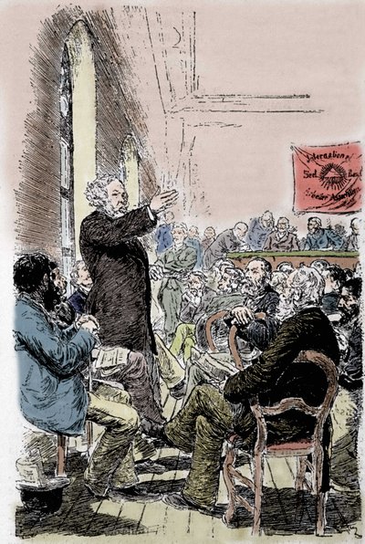 Mikhail Aleksandrovich Bakunin (Bakunin) (1814-1876), Russian Anarchist at the Bale Congress in Switzerland in September 1869 by Unknown artist