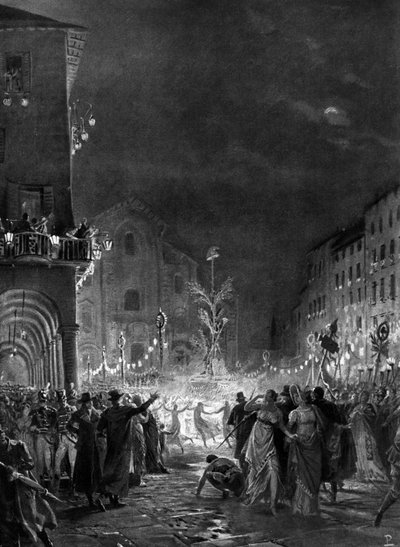 Milanese Crowd in Joy Around the Tree of Liberty, Symbol of Victory Over the Old Regime, May 1796 (Engraving of the 19th Century) by Unknown artist
