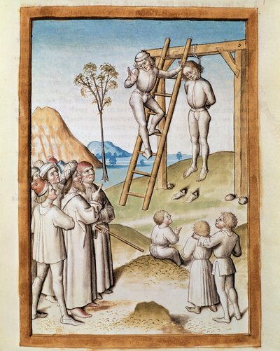 Miniature Hanging Scene from a German Translation of the Fables of Kalila and Dimna by Bidpai (1480) by Unknown artist
