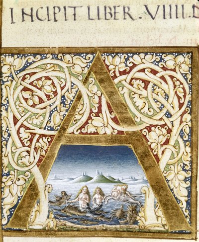 Miniature representing sirens. Lettrine 