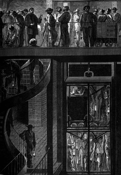 Minors descending into the cage by Unknown artist