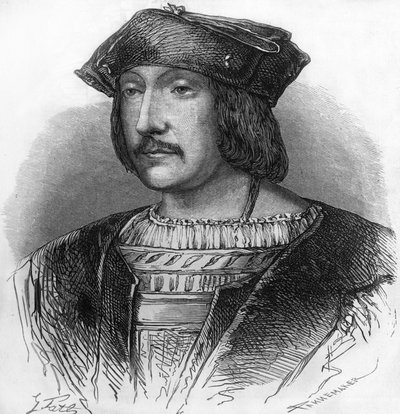 Monsignor Lautrec (16th century), who caused the French war to be lost in Italy. Engraving of the 19th century by Unknown artist