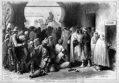 Mont de Piete in Algiers, Algeria. Engraving in 