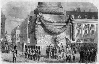 Morning of the national festival of 15 August 1864 at the foot of the column of Place Vendome in Paris. Engraving in 