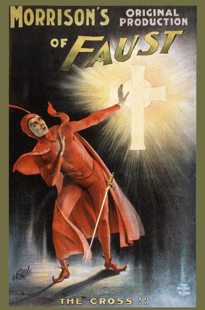 Morrison original production of Faust - the cross! - poster for a play on Faust: 